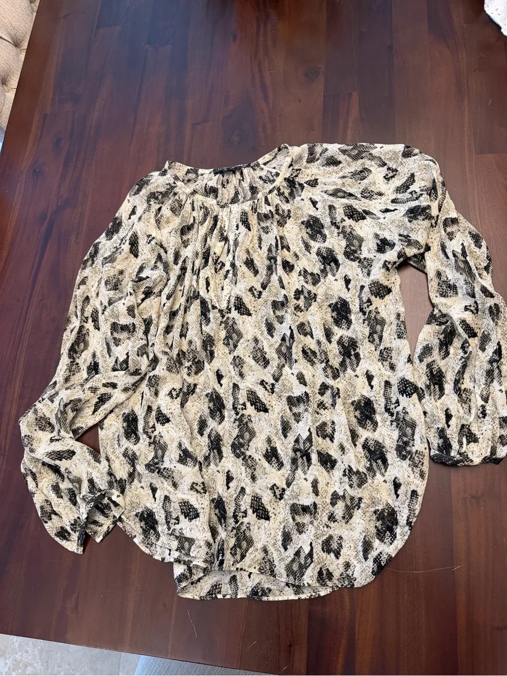 rag & bone Black Yuni Silk Leopard Printed Blouse (127)